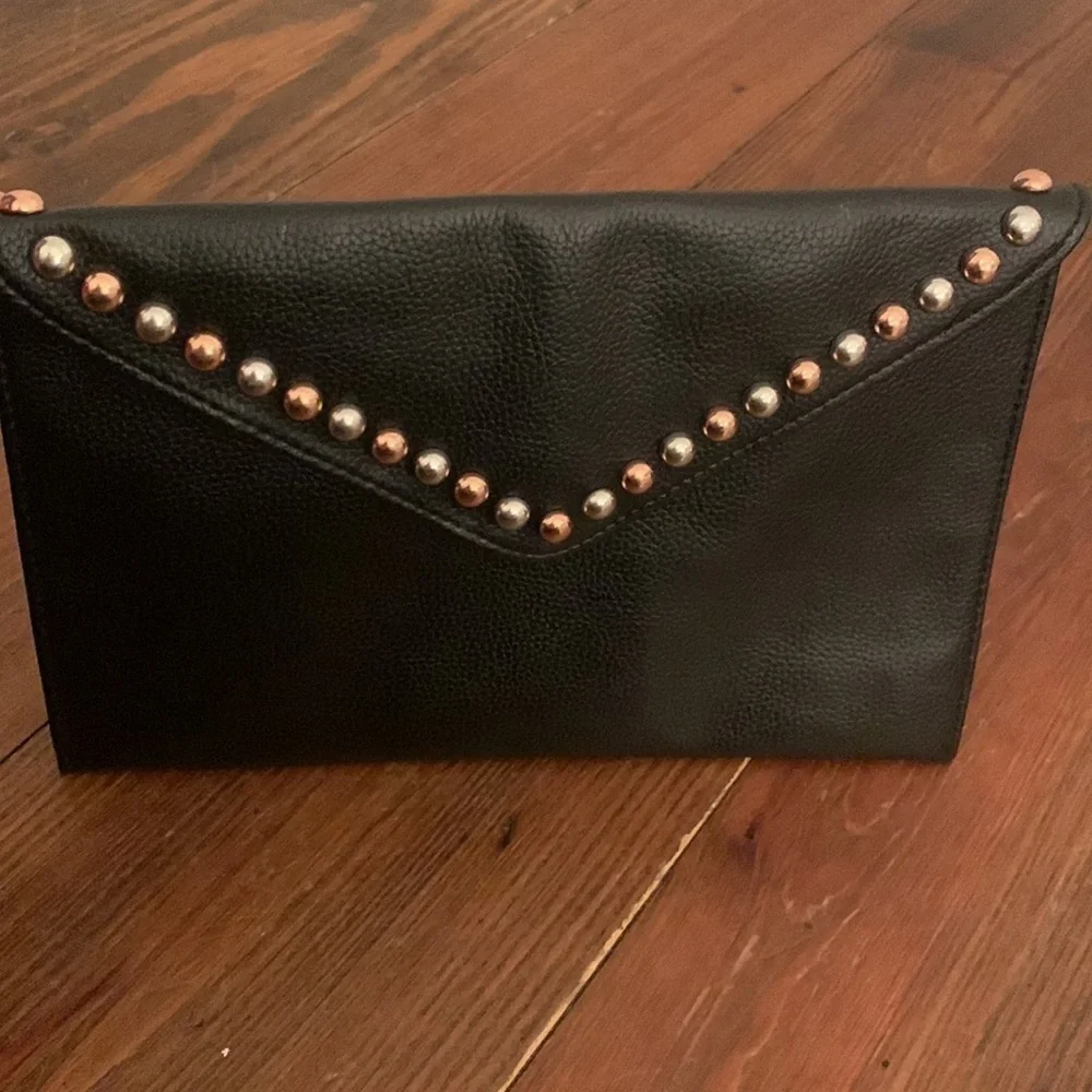 B-Low The Belt Black Envelope Style Studded Clutch Chic Modern Stylish